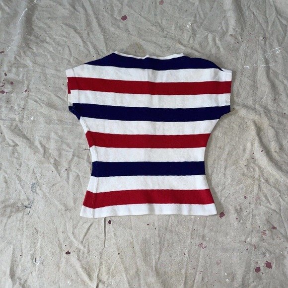 Vintage 40s/50s Jantzen nautical striped knit top w/ MOP buttons - Picture 5 of 6
